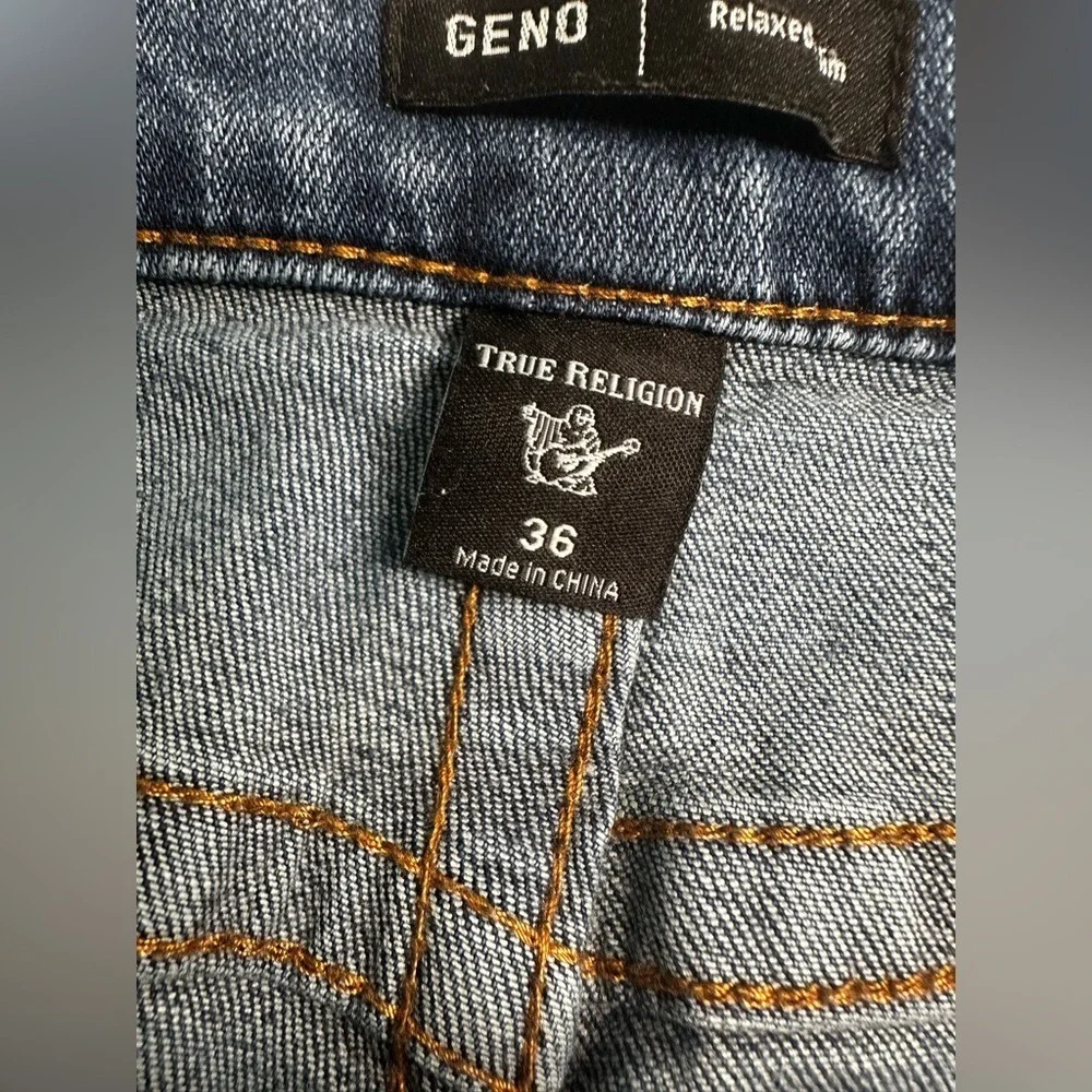 True Religion Geno Jeans Mens 36X32 Blue Relaxed Slim Fit Denim Straight Leg